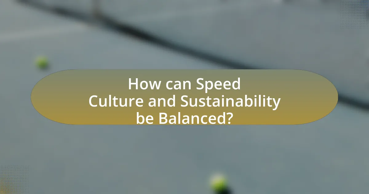 How can Speed Culture and Sustainability be Balanced?