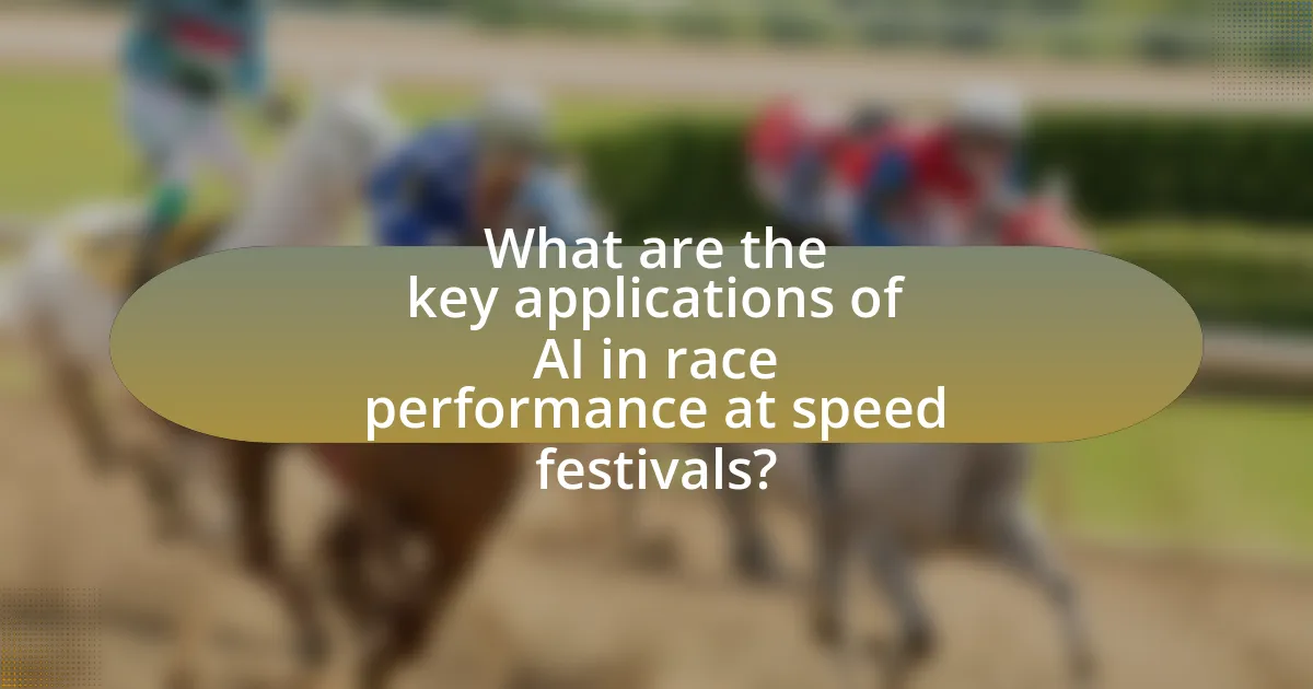 What are the key applications of AI in race performance at speed festivals?