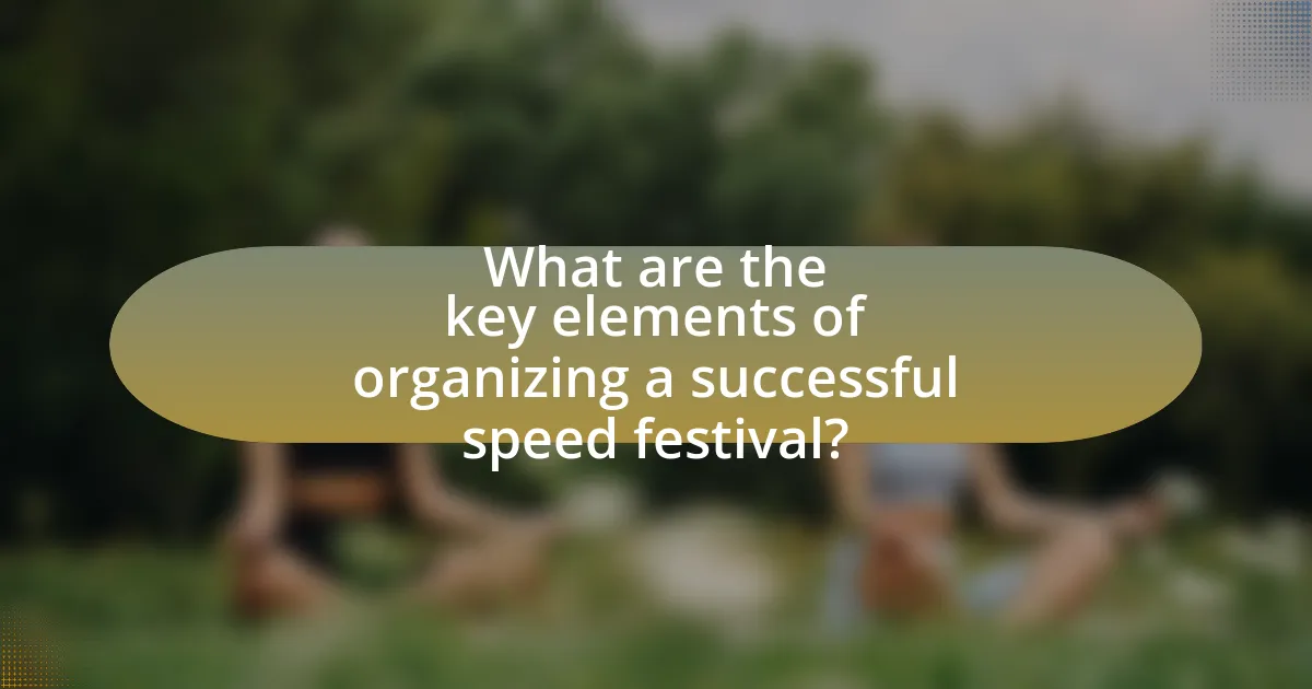 What are the key elements of organizing a successful speed festival?